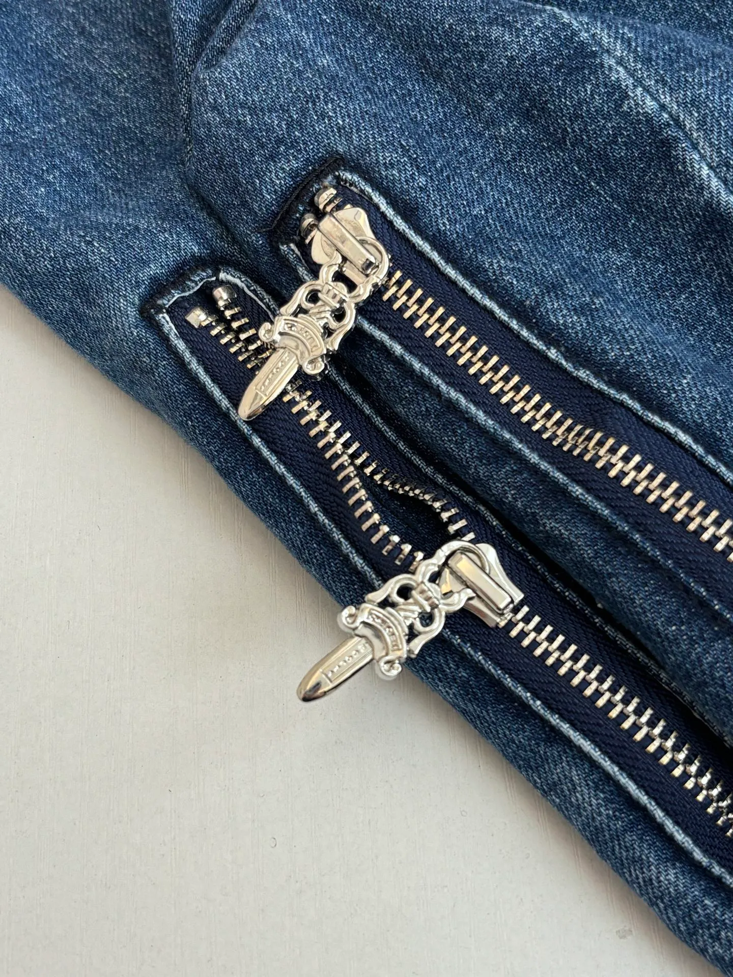 P540 Chrome Heart*/Chrome Heart Ch plain washed denim denim jacket jacket Size: S/M/L/XL
